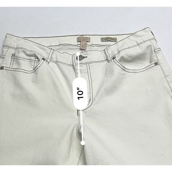 LOGO Lavish Women’s Patchwork Cropped Straight Leg Jeans Cream Denim Size 10 - Picture 9 of 13